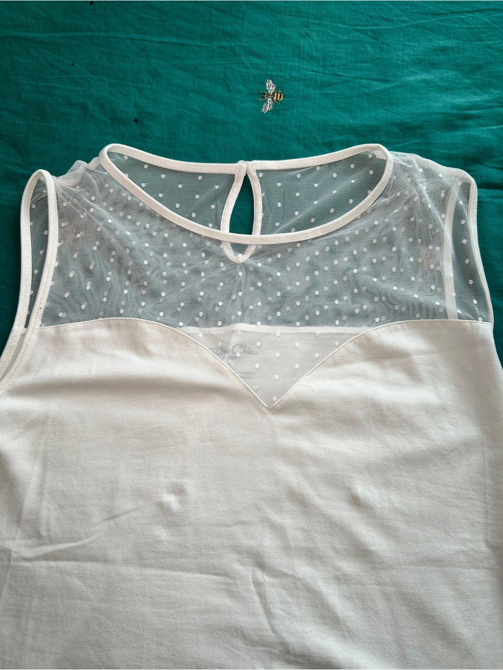 torrid White Mesh Yoke Short Sleeve Tee